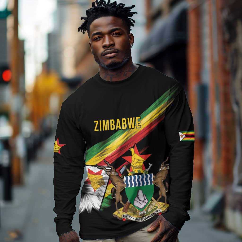 Zimbabwe Wings Flag Long Sleeve Shirt Proudly Zimbabwean - African Pride