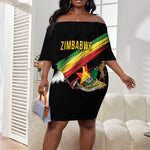 Zimbabwe Wings Flag Off Shoulder Short Dress Proudly Zimbabwean - African Pride