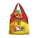 Custom Africa Cricket Uganda Grocery Bag Cranes Cricket Ball Fire - African Pride