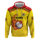 Custom Africa Cricket Uganda Hoodie Cranes Cricket Ball Fire - African Pride