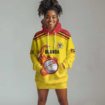 Custom Africa Cricket Uganda Hoodie Dress Cranes Cricket Ball Fire - African Pride