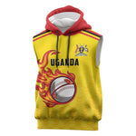 Custom Africa Cricket Uganda Sleeveless Hoodie Cranes Cricket Ball Fire - African Pride