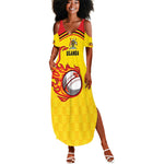 Custom Africa Cricket Uganda Summer Maxi Dress Cranes Cricket Ball Fire - African Pride