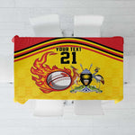 Custom Africa Cricket Uganda Tablecloth Cranes Cricket Ball Fire - African Pride