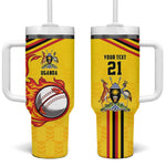Custom Africa Cricket Uganda Tumbler With Handle Cranes Cricket Ball Fire - African Pride