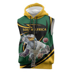 Secretary Bird South Africa Cricket Custom Sleeveless Zip Hoodie Unique Pattern - African Pride