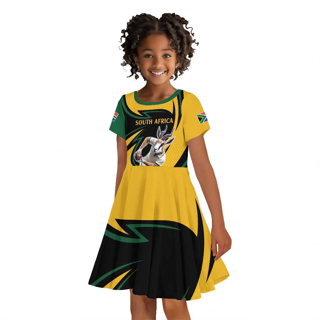 Springbok South Africa Cricket Custom Kid Short Sleeve Dress Unique Pattern