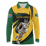 Springbok South Africa Cricket Custom Long Sleeve Polo Shirt Unique Pattern
