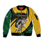 Springbok South Africa Cricket Custom Sleeve Zip Bomber Jacket Unique Pattern