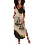 Algeria Tajine Dish Personalized Summer Maxi Dress with African Tribal Pattern