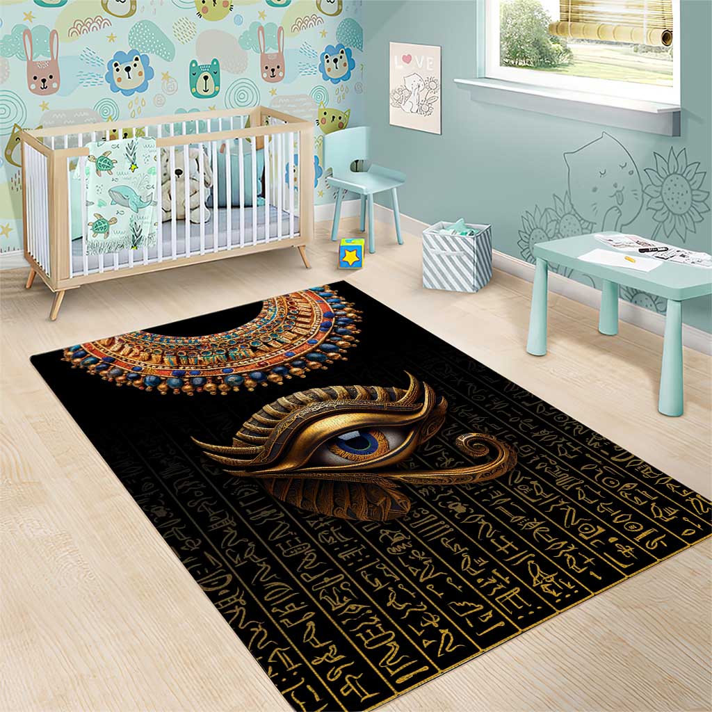 Egypt Eyes Of Horus Area Rug with Egyptian Hieroglyphs