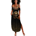 Egypt Eyes Of Horus Summer Maxi Dress with Egyptian Hieroglyphs