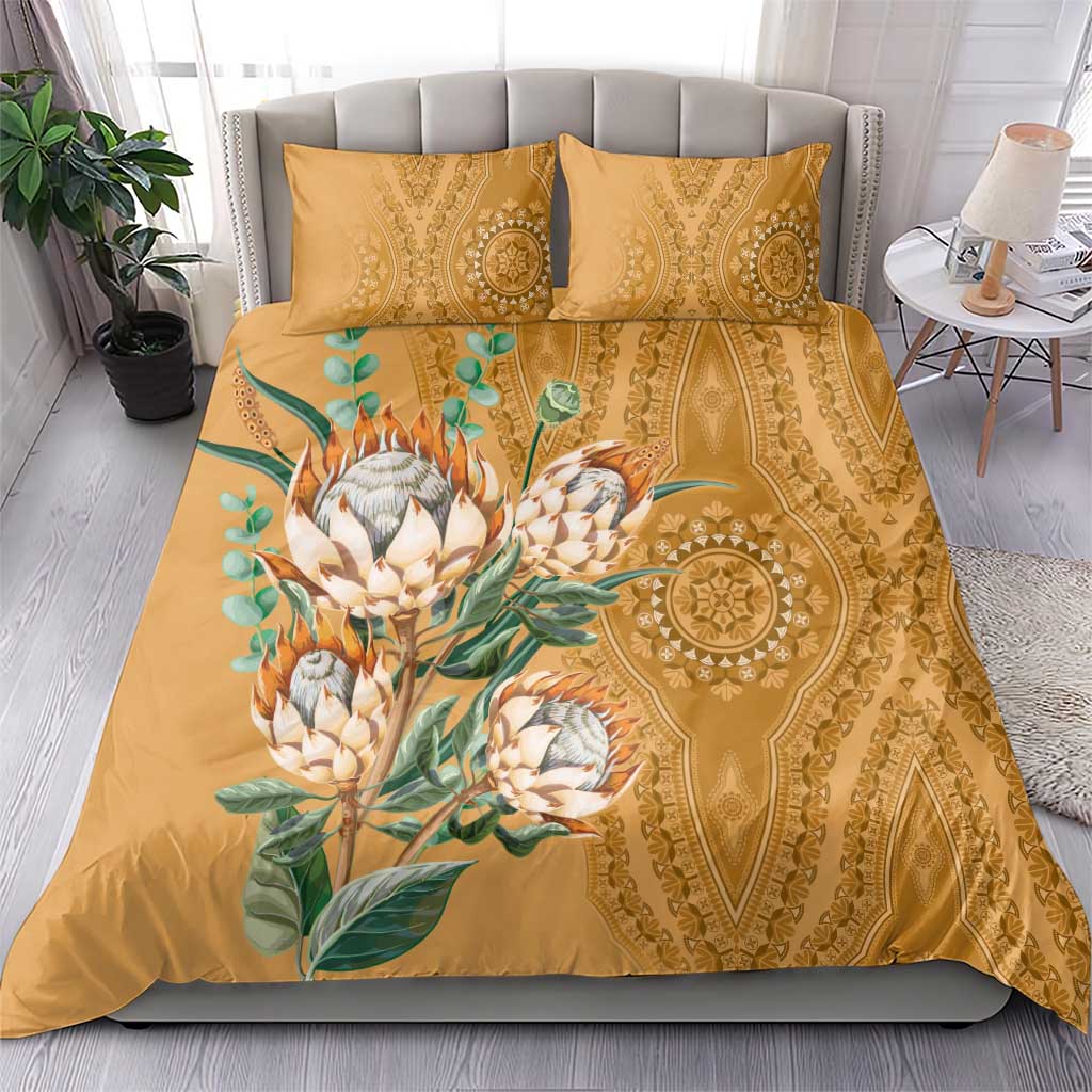 Afro King Proteas Dashiki Motif Bedding Set Gold Style