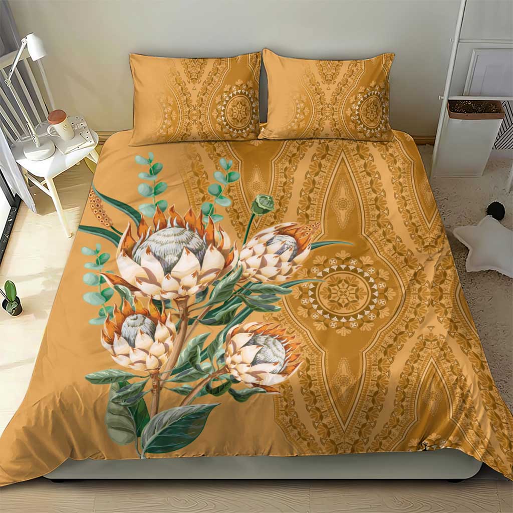Afro King Proteas Dashiki Motif Bedding Set Gold Style