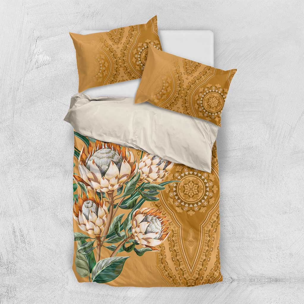 Afro King Proteas Dashiki Motif Bedding Set Gold Style