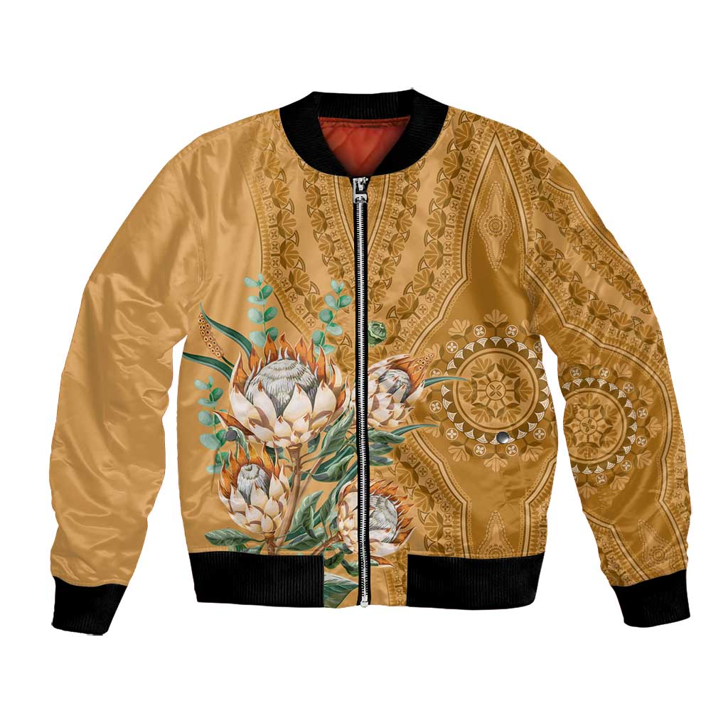 Afro King Proteas Dashiki Motif Bomber Jacket Gold Style
