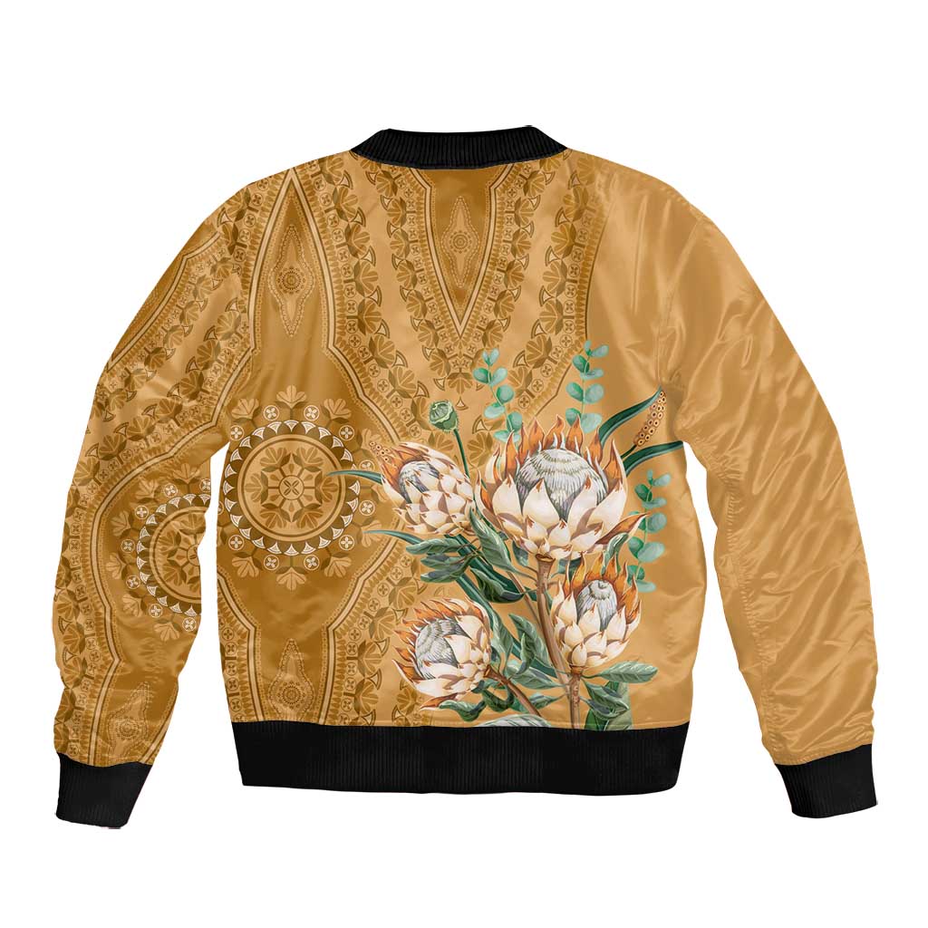 Afro King Proteas Dashiki Motif Bomber Jacket Gold Style
