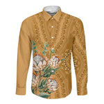Afro King Proteas Dashiki Motif Long Sleeve Button Shirt Gold Style