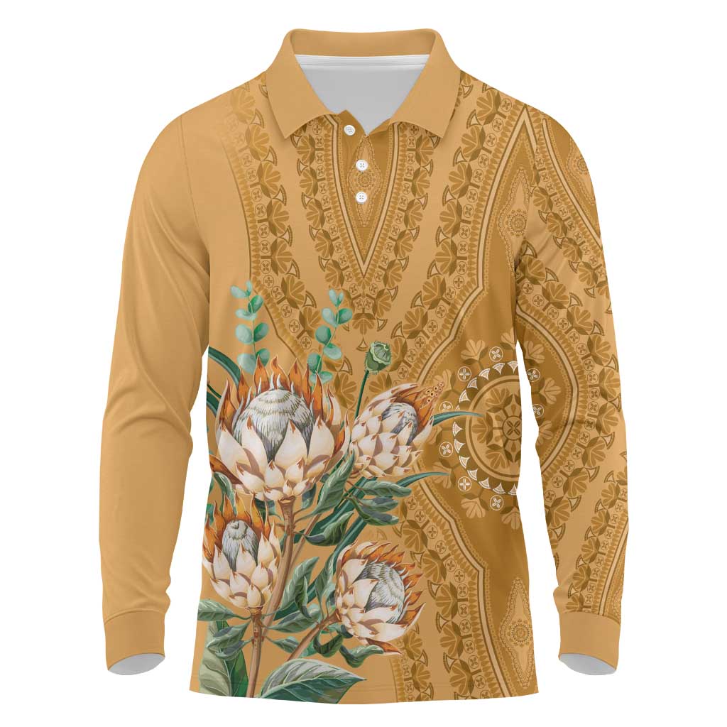 Afro King Proteas Dashiki Motif Polo Shirt Peach Style LT9 main image 0