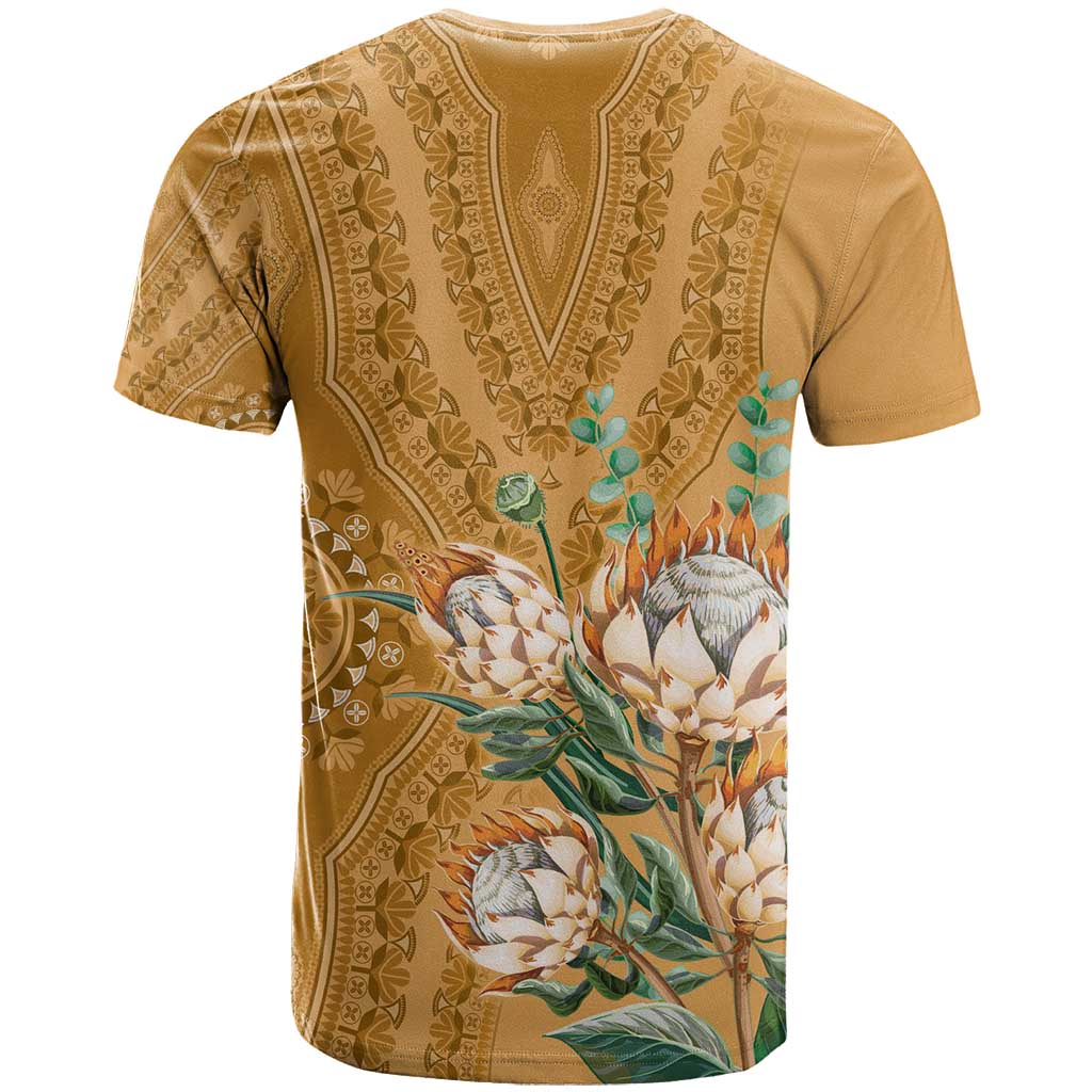 Afro King Proteas Dashiki Motif T shirt Gold Style