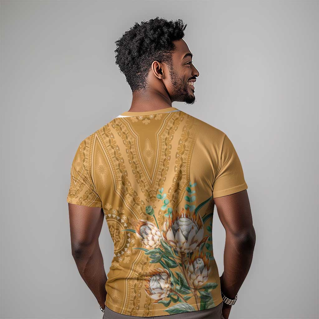 Afro King Proteas Dashiki Motif T shirt Gold Style