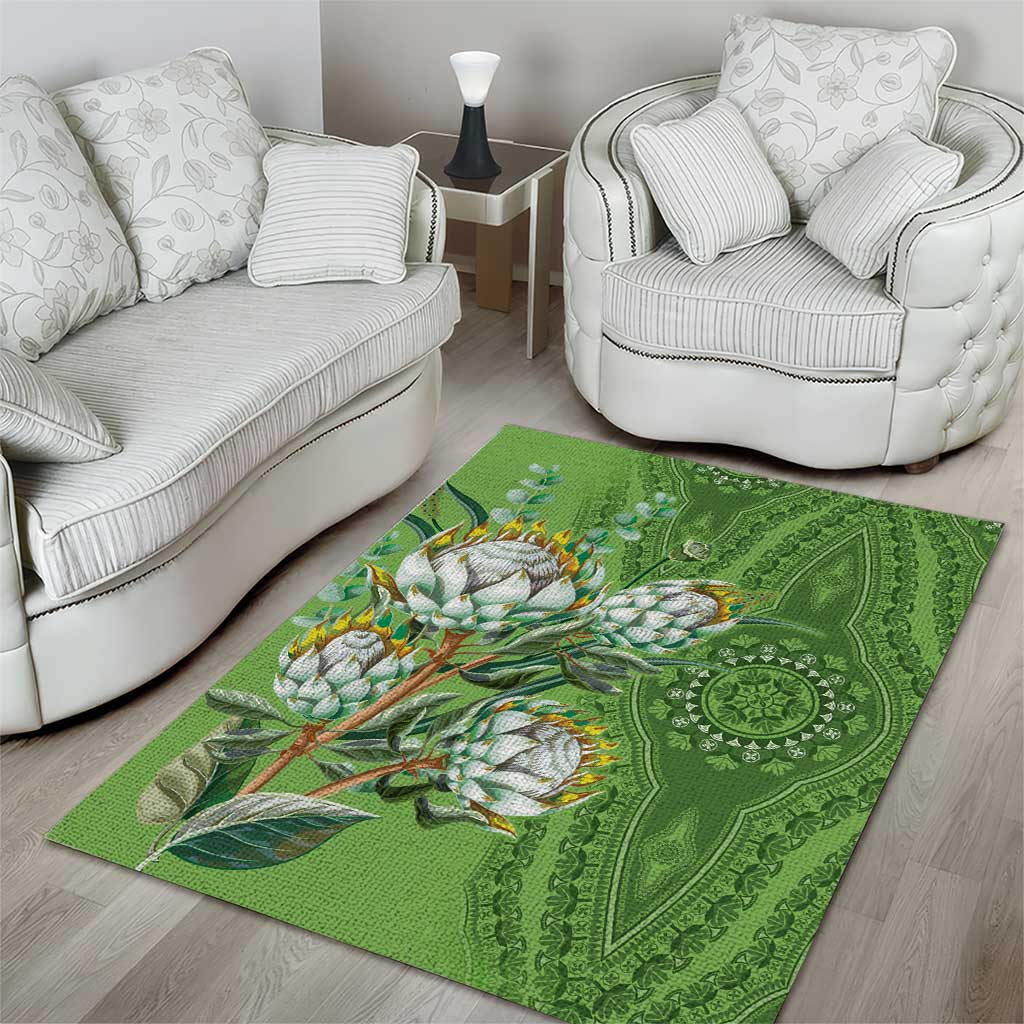 Afro King Proteas Dashiki Motif Area Rug Green Style