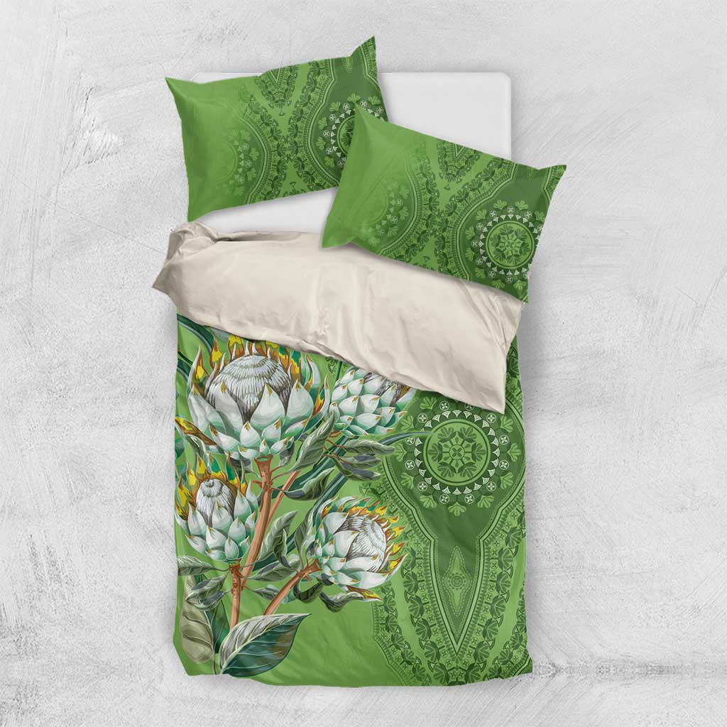 Afro King Proteas Dashiki Motif Bedding Set Green Style