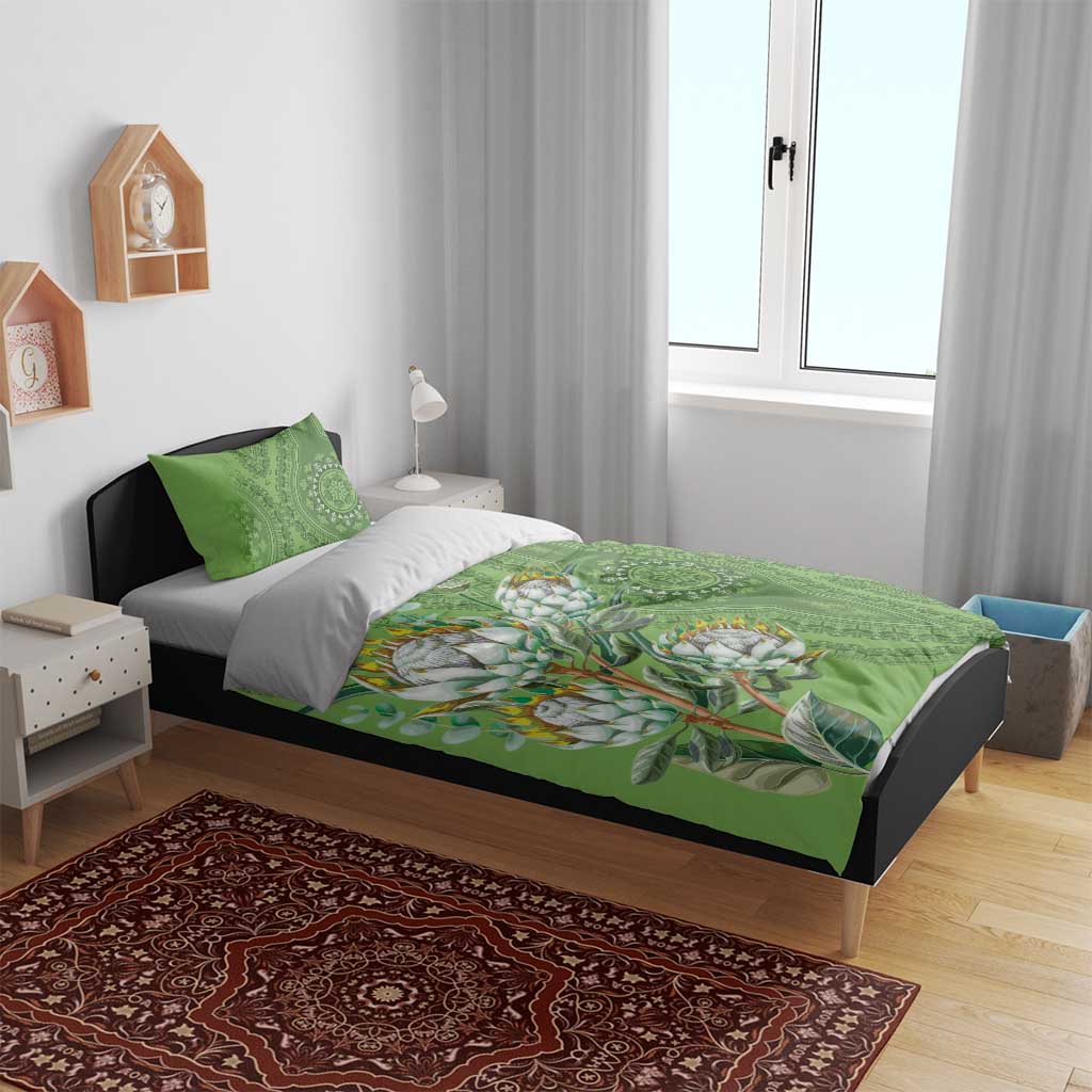 Afro King Proteas Dashiki Motif Bedding Set Green Style