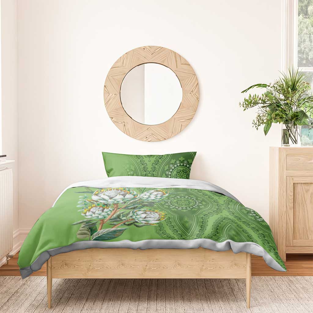 Afro King Proteas Dashiki Motif Bedding Set Green Style