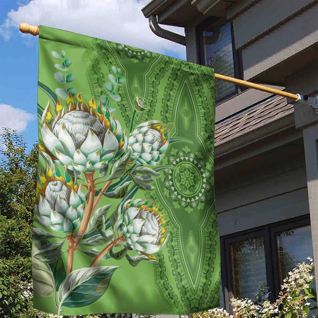 Afro King Proteas Dashiki Motif Garden Flag Green Style