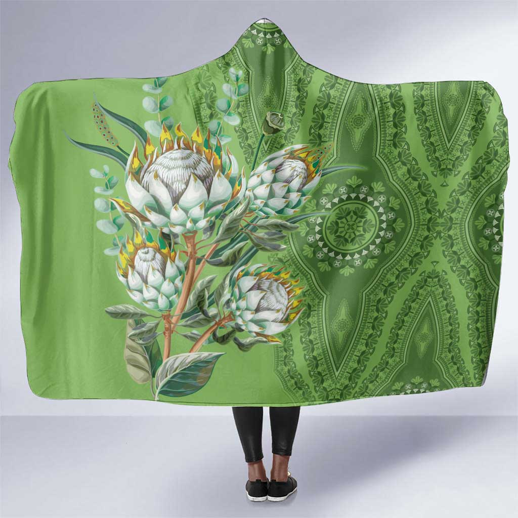 Afro King Proteas Dashiki Motif Short Sleeve Bodycon Dress Green Style LT9 main image 1