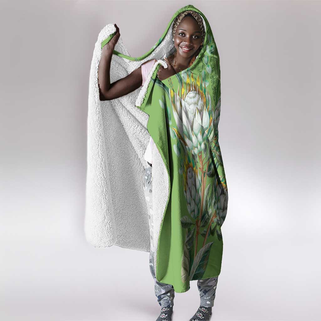 Afro King Proteas Dashiki Motif Hooded Blanket Green Style
