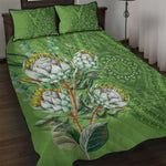Afro King Proteas Dashiki Motif Quilt Bed Set Green Style