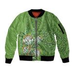 Afro King Proteas Dashiki Motif Sleeve Zip Bomber Jacket Green Style