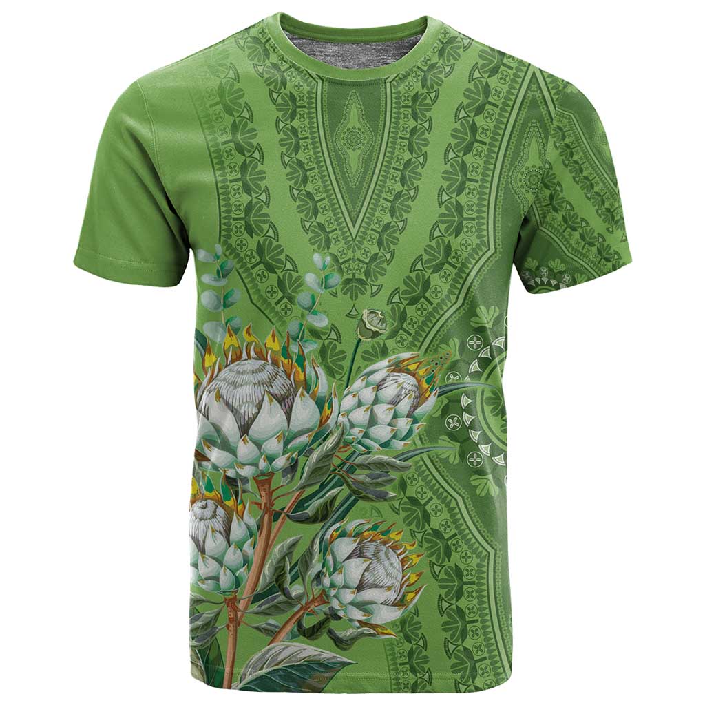 Afro King Proteas Dashiki Motif T shirt Green Style