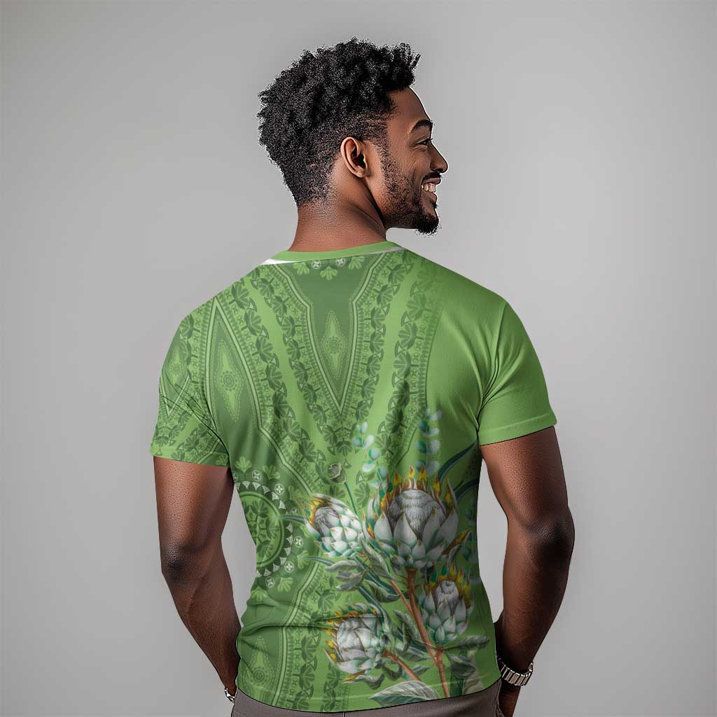 Afro King Proteas Dashiki Motif T shirt Green Style