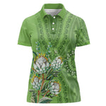 Afro King Proteas Dashiki Motif Women Polo Shirt Green Style