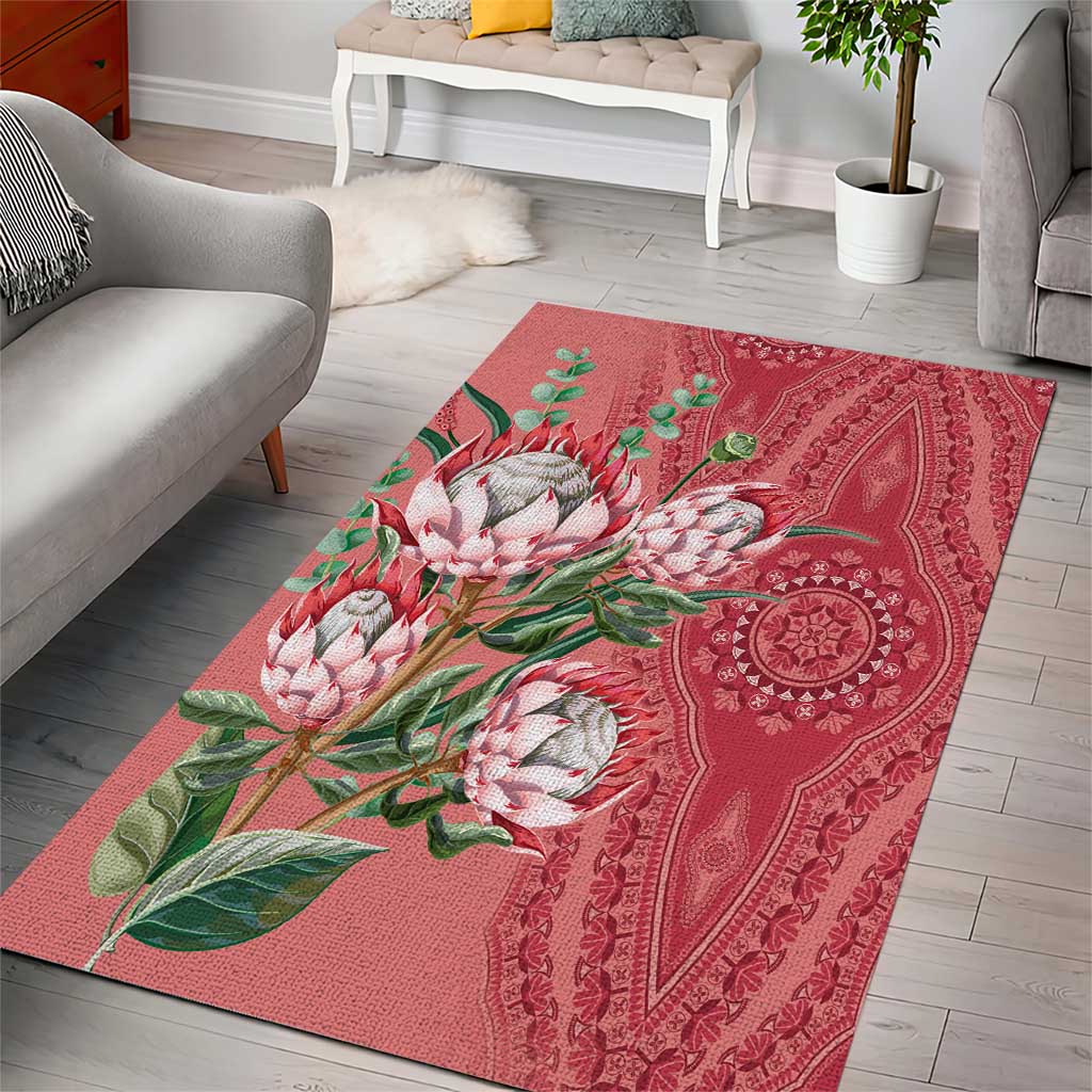 Afro King Proteas Dashiki Motif Area Rug Peach Style