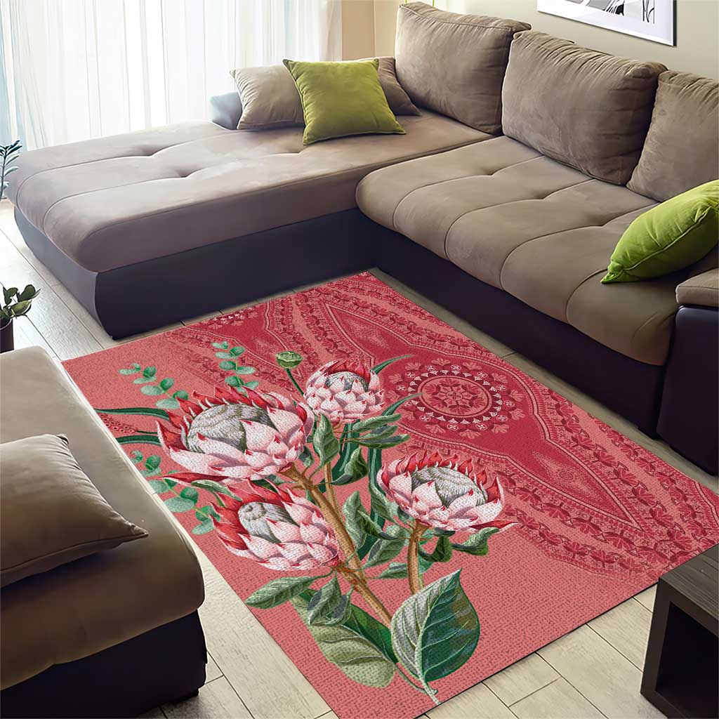 Afro King Proteas Dashiki Motif Area Rug Peach Style