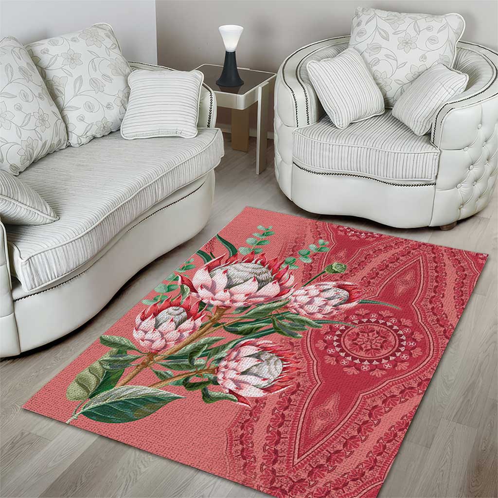 Afro King Proteas Dashiki Motif Area Rug Peach Style