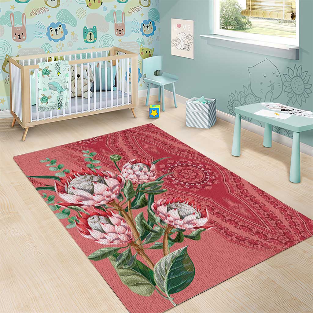 Afro King Proteas Dashiki Motif Area Rug Peach Style
