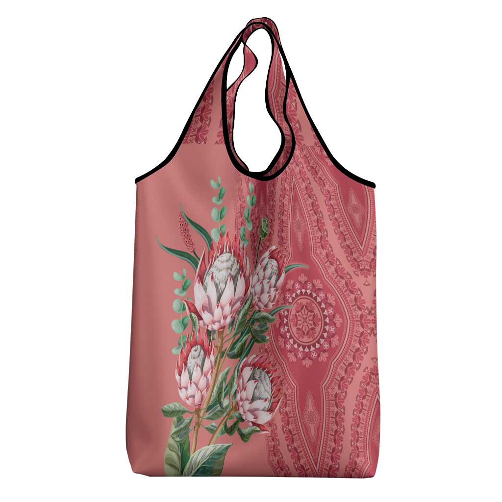 Afro King Proteas Dashiki Motif Grocery Bag Peach Style