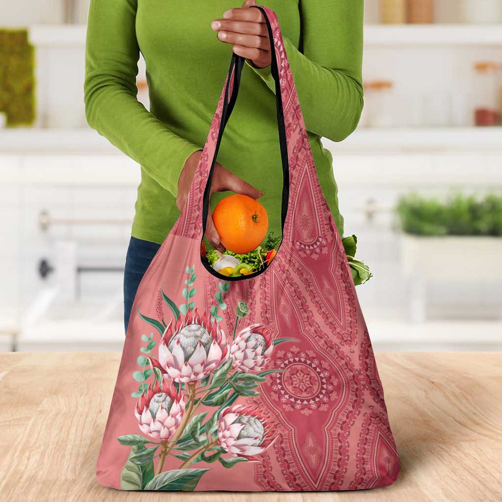 Afro King Proteas Dashiki Motif Grocery Bag Peach Style