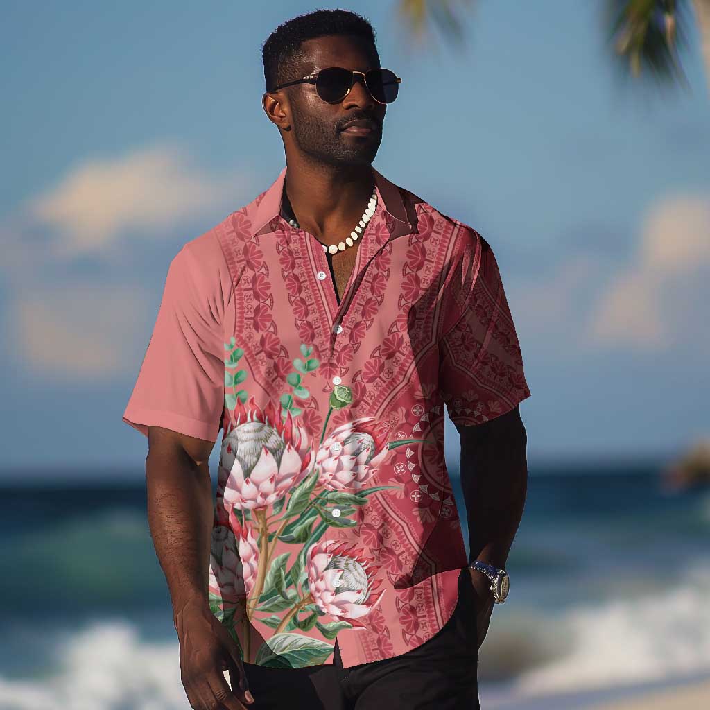 Afro King Proteas Dashiki Motif Long Sleeve Button Shirt Violet Style LT9 main image 0