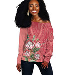 Afro King Proteas Dashiki Motif Off Shoulder Sweater Peach Style