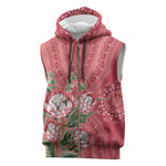 Afro King Proteas Dashiki Motif Sleeveless Zip Hoodie Peach Style - African Pride