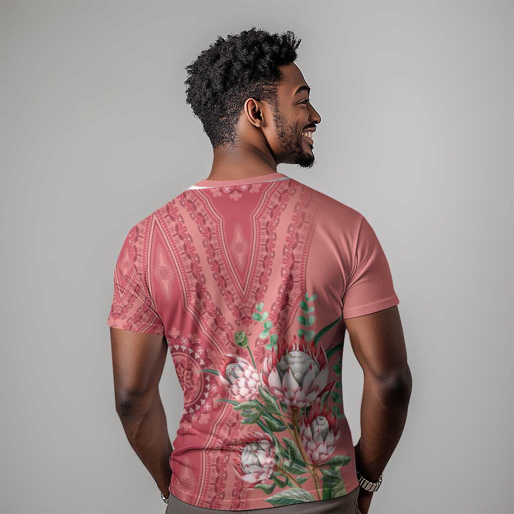 Afro King Proteas Dashiki Motif T shirt Peach Style