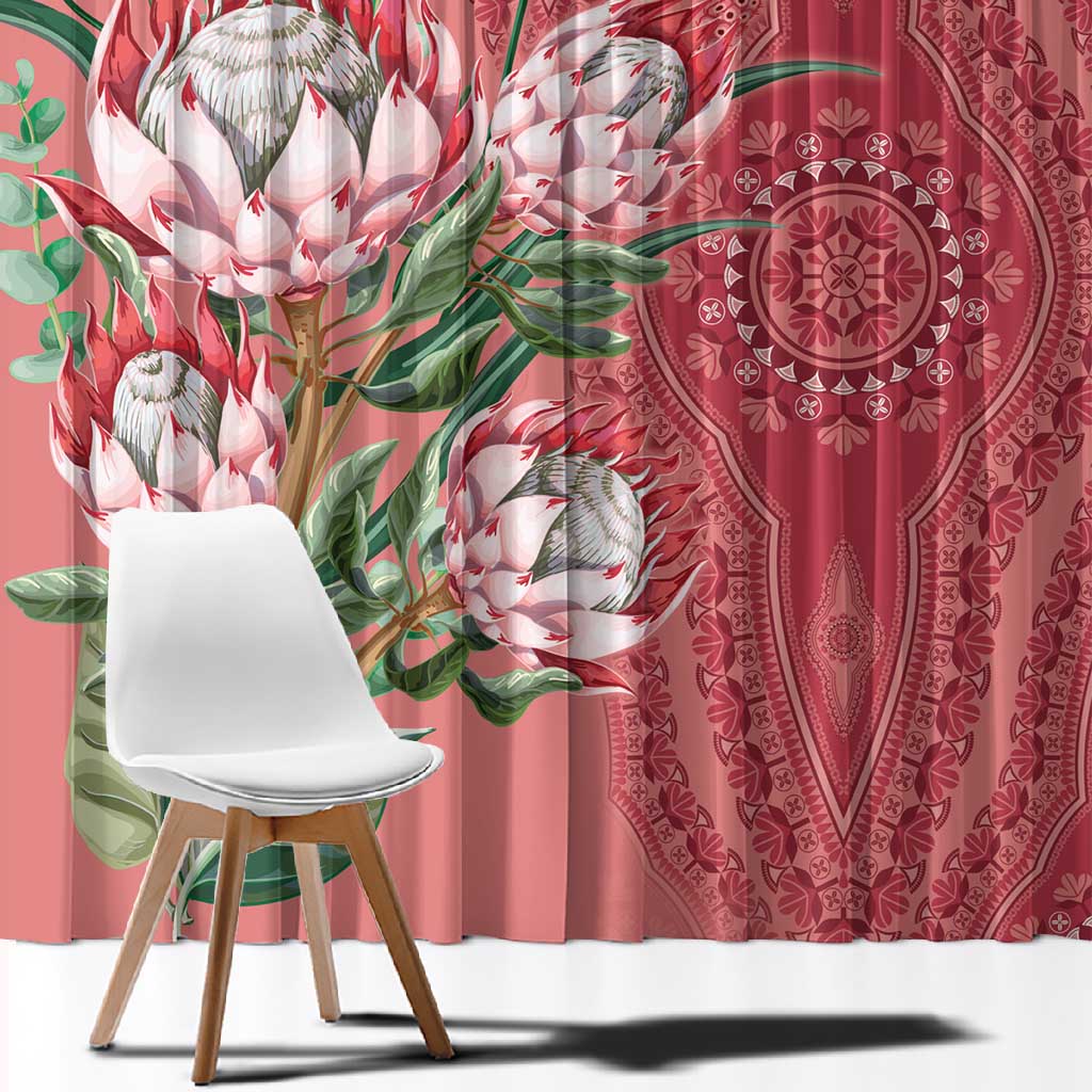 Afro King Proteas Dashiki Motif Window Curtain Peach Style