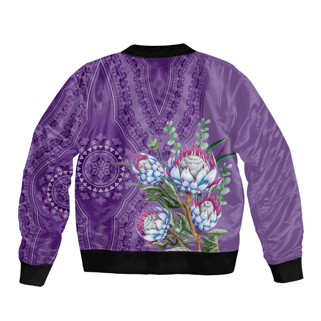 Afro King Proteas Dashiki Motif Bomber Jacket Violet Style