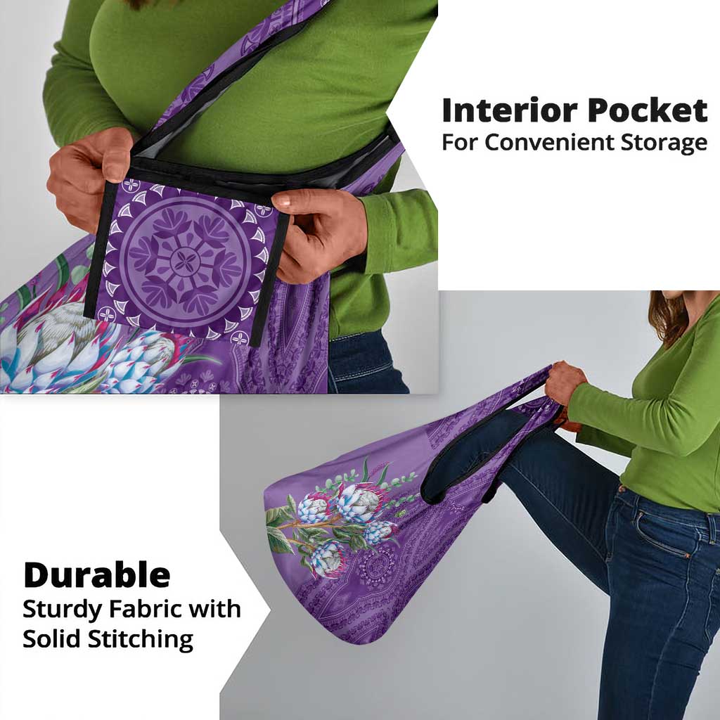 Afro King Proteas Dashiki Motif Grocery Bag Violet Style